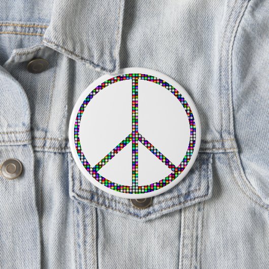Groovy Peace Sign Button Pin (In situ)