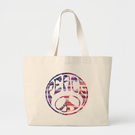 Groovy Peace Sign Grote Tote Bag (Voorkant)