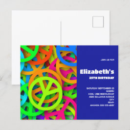 Groovy Peace Signs Rainbow Pattern Verjaardag Uitn Briefkaart
