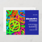 Groovy Peace Signs Rainbow Pattern Verjaardag Uitn Briefkaart (Voorkant / Achterkant)