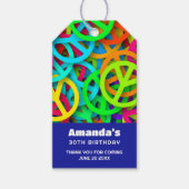 Groovy Peace Signs Rainbow Pattern Verjaardagsfees Cadeaulabel (Voorkant)
