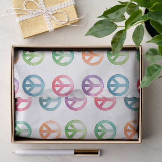 Groovy peace signs watercolor style hippie love tissuepapier (Geschenk)
