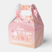 Groovy Peach Pink Disco Dancing Queen 1e Verjaarda Bedankdoosjes (Achterkant)