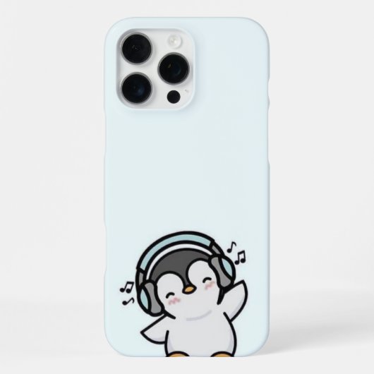 Groovy Penguin Music Lover Telefoonhoesje – Lichtb iPhone Hoesje (Achterkant)