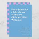 Groovy Periwinkle Checkerboard Baby shower Kaart (Voorkant / Achterkant)