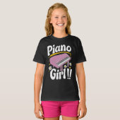 Groovy Piano Girl - Retro Pink Grand Piano T-shirt (Voorkant volledig)