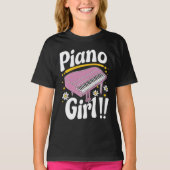 Groovy Piano Girl - Retro Pink Grand Piano T-shirt (Voorkant)