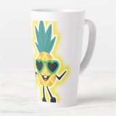 Groovy Pineapple Vibes – Cool Fruit Cartoon Latte Mok (Rechterhoek)
