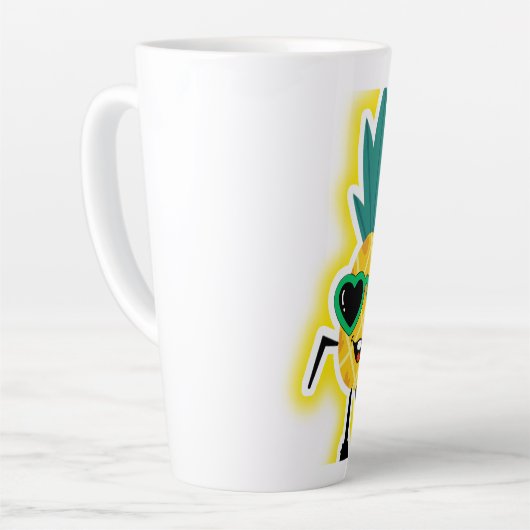 Groovy Pineapple Vibes – Cool Fruit Cartoon Latte Mok (Linkerhoek)