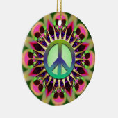 Groovy Pink Alien Peace Sign-Ornament Keramisch Ornament (Rechts)