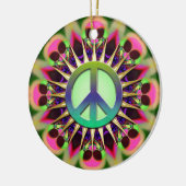 Groovy Pink Alien Peace Sign-Ornament Keramisch Ornament (Links)