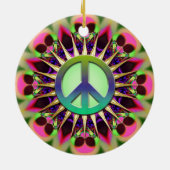 Groovy Pink Alien Peace Sign-Ornament Keramisch Ornament (Achterkant)
