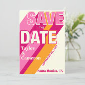 Groovy Pink and Orange Wedding Save The Date (Staand voorkant)