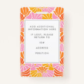 Groovy Pink Boho Floral Unique Employee Photo ID Badge (Achterkant)