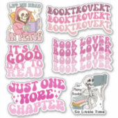 Groovy Pink Book Lover & Reading Pack of Vinyl Sticker (Voorkant)
