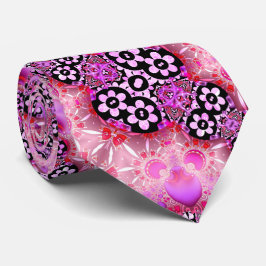Groovy Pink en Black Fractal Stropdas