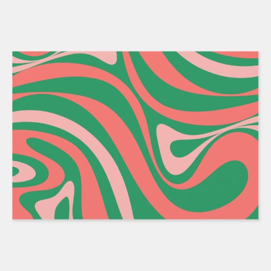 Groovy Pink en Green Retro-kerstkralen Inpakpapier Vel (Voorkant 3)