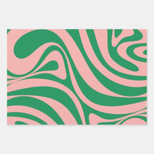 Groovy Pink en Green Retro-kerstkralen Inpakpapier Vel (Voorkant 2)