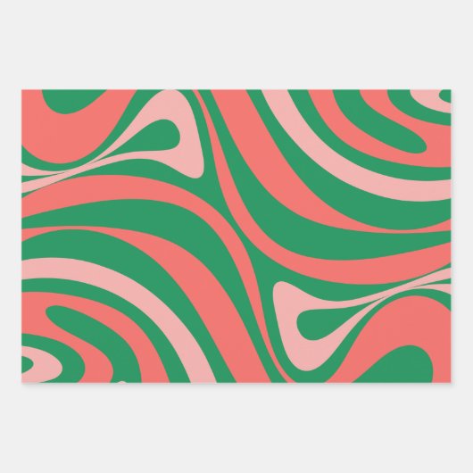 Groovy Pink en Green Retro-kerstkralen Inpakpapier Vel (Voorkant)