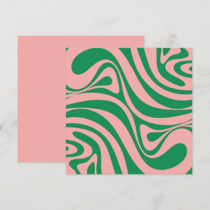 Groovy Pink en Green Retro Swirls Card Kaart