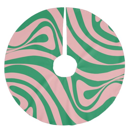 Groovy Pink en Green Retro Swirls Kerstboom Rok (Voorkant)