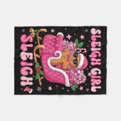 Groovy Pink Gingerbread Sleigh Coquette Bow Christ Fleece Deken (Voorkant (Horizontaal))