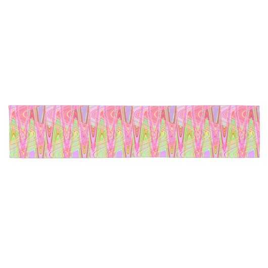 Groovy Pink Green Wave abstract Korte Tafelloper (Horizontaal)