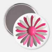 Groovy Pink MOD Hippie Daisy Flower Power Floral Magneet (Voorkant / Achterkant)