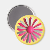 Groovy Pink MOD Hippie Daisy Flower Yellow Floral Magneet (Voorkant / Achterkant)