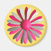 Groovy Pink MOD Hippie Daisy Flower Yellow Floral Magneet (Voorkant)
