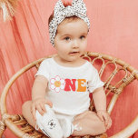 Groovy Pink & oranje Een Eerste Verjaardag<br><div class="desc">Groovy One Peuter Shirt - Retro Rainbow Birthday Shirt - First Birthday Natural Peuter T-shirt.</div>