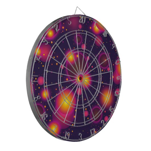 Groovy Pink Paars en Gele Ggloeibubbelbuis Abstr. Dartbord (Voorkant Links)