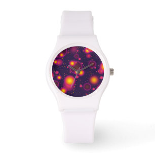 Groovy Pink Paars en Gele Ggloeiende Bellen Horloge