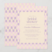 Groovy Pink Paars Retro Geometric Vrijgezellenfees Kaart (Voorkant / Achterkant)