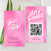 Groovy Pink Trendy Let's Connect Socials QR Code Visitekaartje