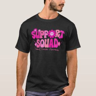 Groovy Pink Warrior Breast Cancer Awareness Suppor T-shirt