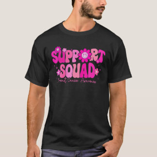 Groovy Pink Warrior Breast Cancer Awareness Suppor T-shirt