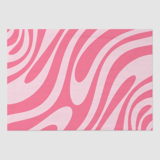 Groovy Pink Wavy Loops Retro Abstract Patroon Tissuepapier (Voorkant)