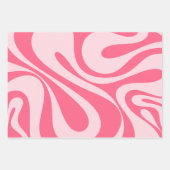 Groovy Pink Wavy Loops Retro Abstracte patronen Inpakpapier Vel (Voorkant 3)