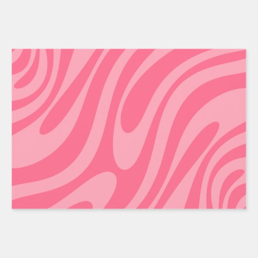 Groovy Pink Wavy Loops Retro Abstracte patronen Inpakpapier Vel (Voorkant 2)