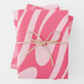 Groovy Pink Wavy Loops Retro Abstracte patronen Inpakpapier Vel (In situ)
