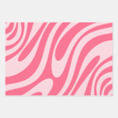 Groovy Pink Wavy Loops Retro Abstracte patronen Inpakpapier Vel (Voorkant)
