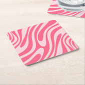 Groovy Pink Wavy Loops Retro Modern Abstract Kartonnen Onderzetters (Schuin)