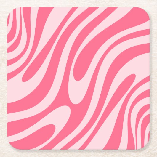 Groovy Pink Wavy Loops Retro Modern Abstract Kartonnen Onderzetters (Voorkant)