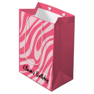 Groovy Pink Wavy Loops Retro Modern Abstract Medium Cadeauzakje
