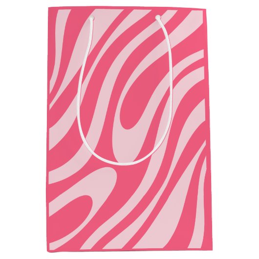 Groovy Pink Wavy Loops Retro Modern Abstract Medium Cadeauzakje (Voorkant)