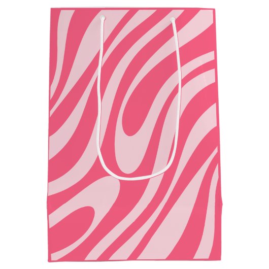 Groovy Pink Wavy Loops Retro Modern Abstract Medium Cadeauzakje (Achterkant)