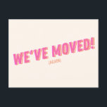 Groovy Pink We hebben nieuwe bewegende aankondigin Briefkaart<br><div class="desc">Groovy We hebben New Home Moving Announcement Briefkaart in Roze verplaatst</div>