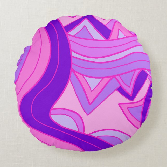 Groovy Pinks Rond Kussen (Voorkant)