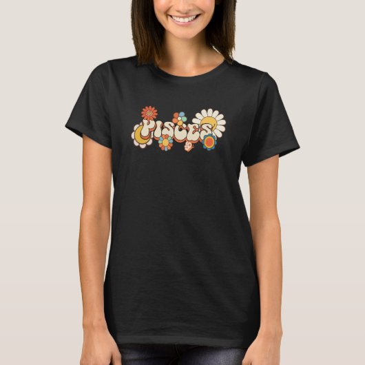 Groovy Pisces February March birthday astrology Zo T-shirt (Voorkant)